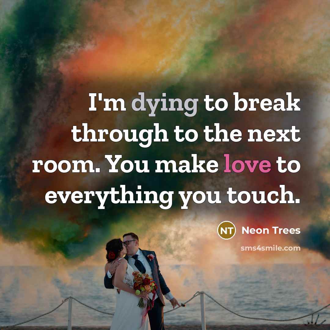 “I'm dying to break through to the next room. You make love to everything you touch.” quote by Neon Trees