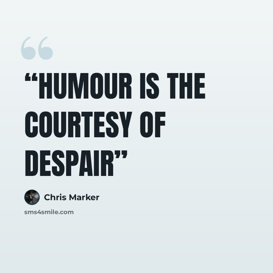 “Humour is the courtesy of despair” quote by Chris Marker