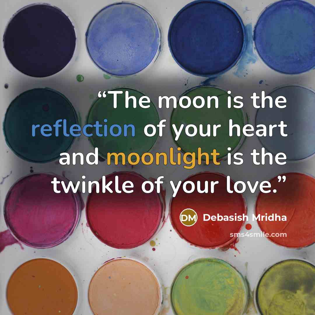 “The moon is the reflection of your heart and moonlight is the twinkle of your love.” quote by Debasish Mridha