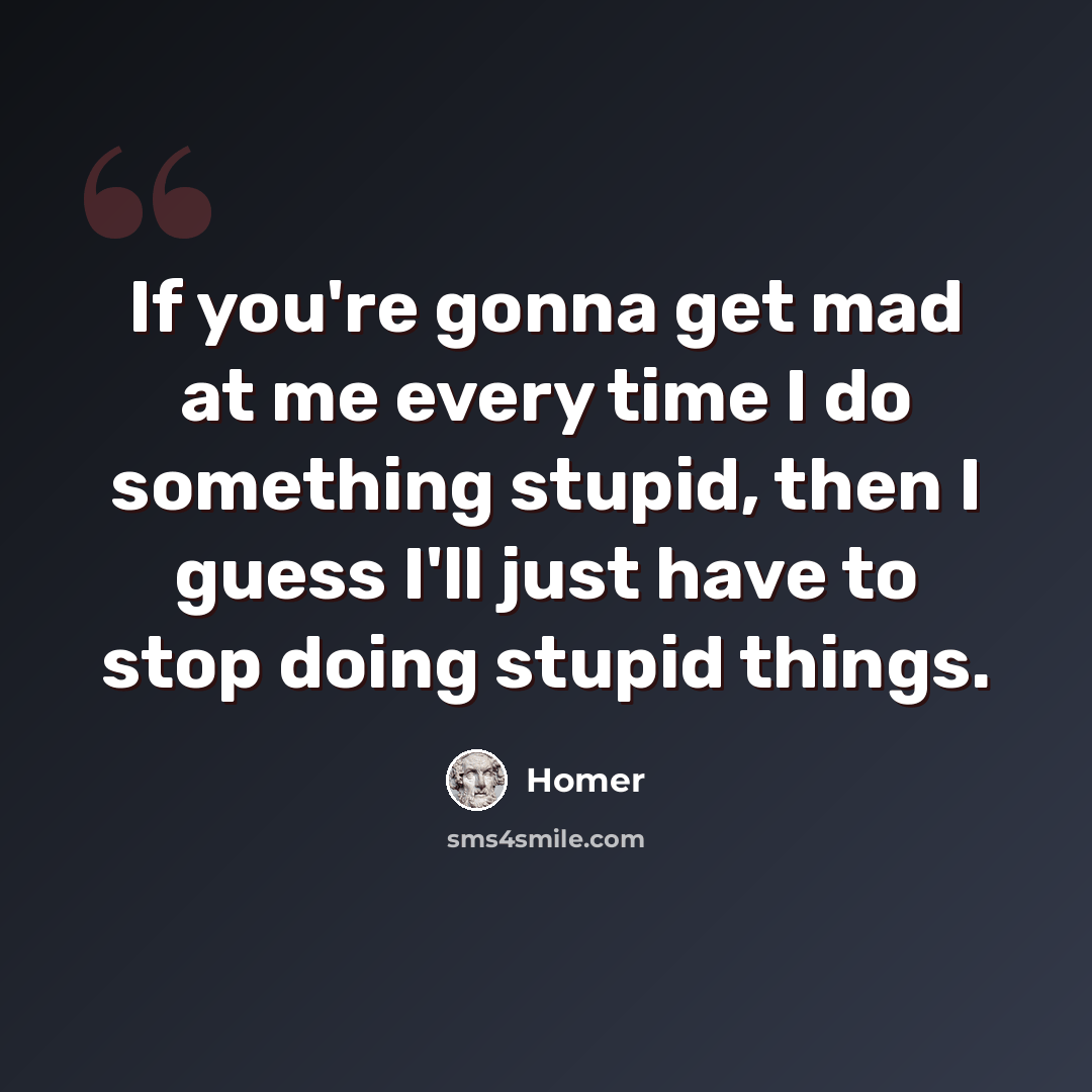 “If you're gonna get mad at me every time I do something stupid, then I guess I'll just have to stop doing stupid things.” quote by Homer