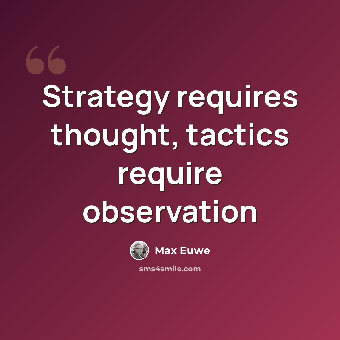 “Strategy requires thought, tactics require observation” quote by Max Euwe