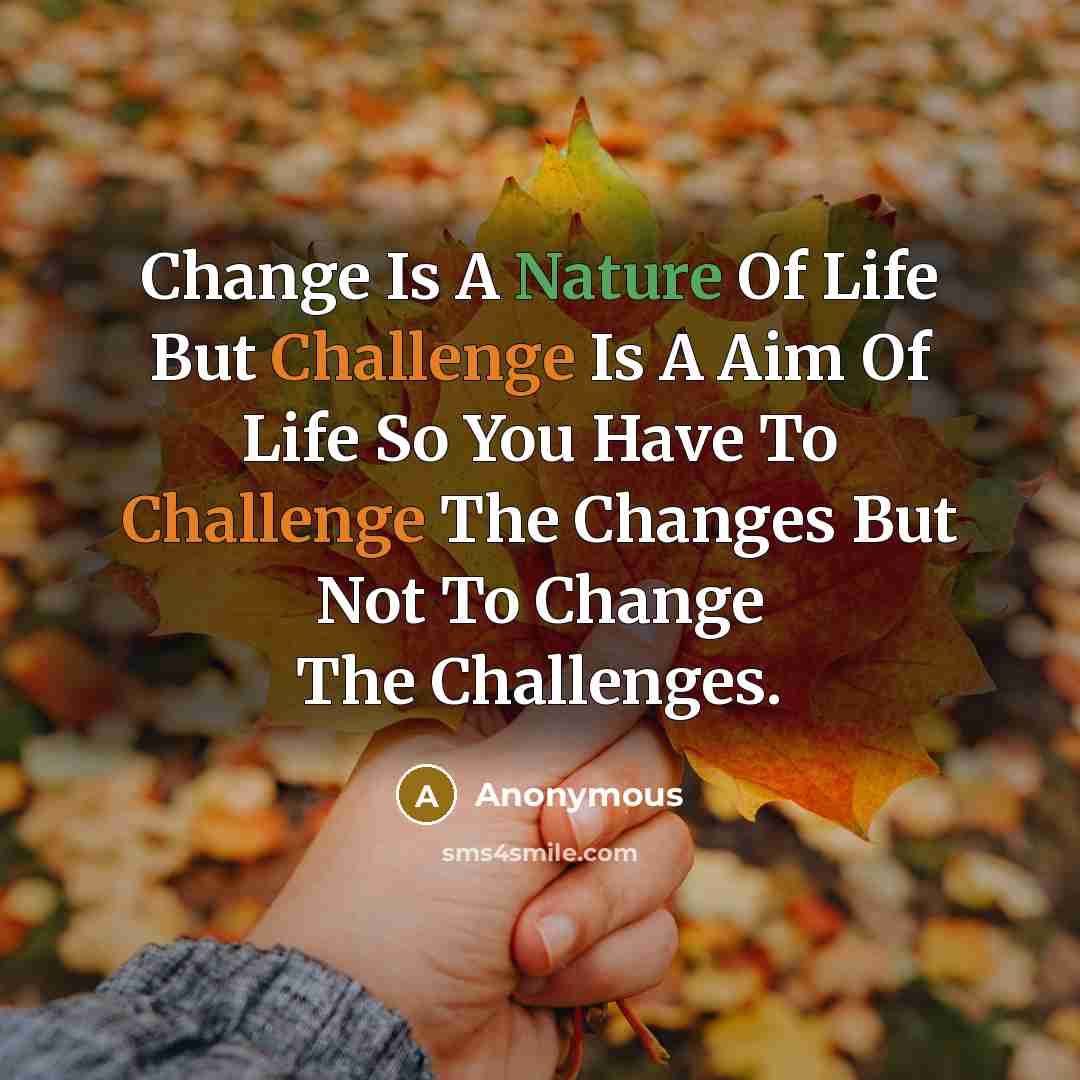 “Change Is A Nature Of Life But Challenge Is A Aim Of Life So You Have To Challenge The Changes But Not To Change The Challenges.” quote by Anonymous