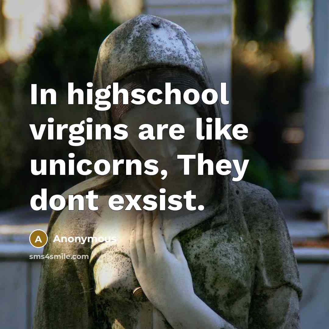 “In highschool virgins are like unicorns, They dont exsist.” quote by Anonymous