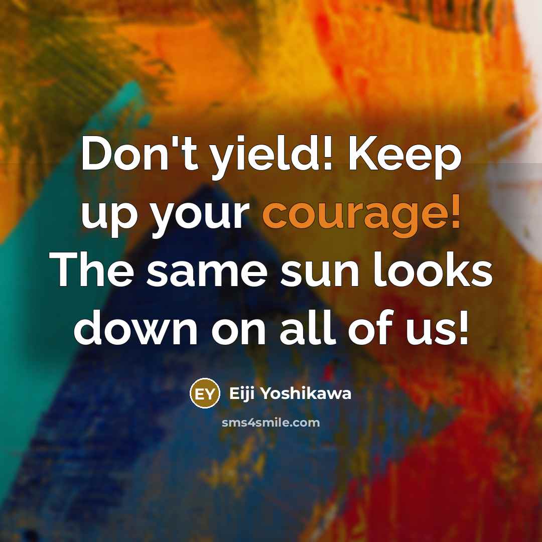 “Don't yield! Keep up your courage! The same sun looks down on all of us!” quote by Eiji Yoshikawa