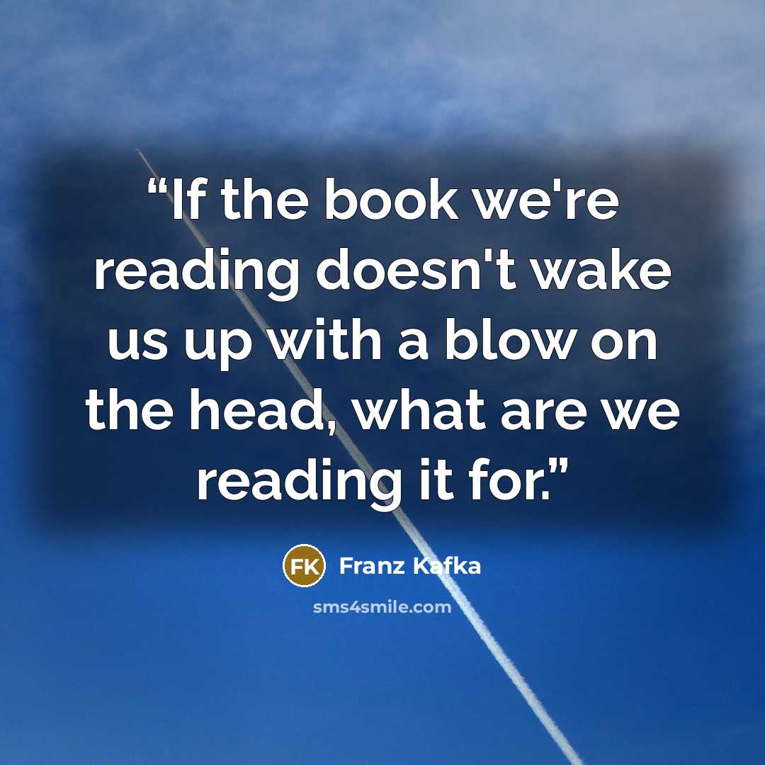 “If the book we're reading doesn't wake us up with a blow on the head, what are we reading it for.” quote by Franz Kafka