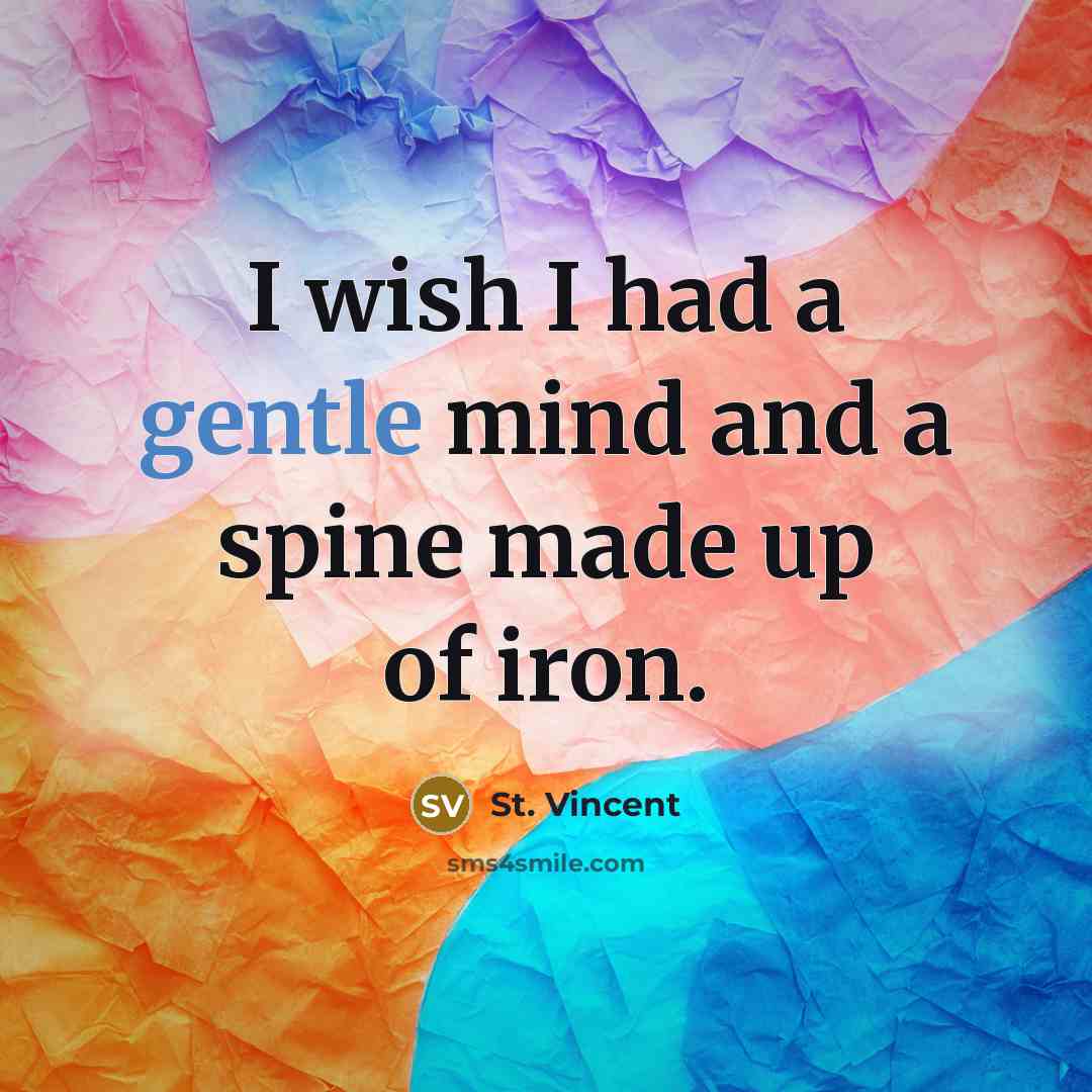 “I wish I had a gentle mind and a spine made up of iron.” quote by St. Vincent