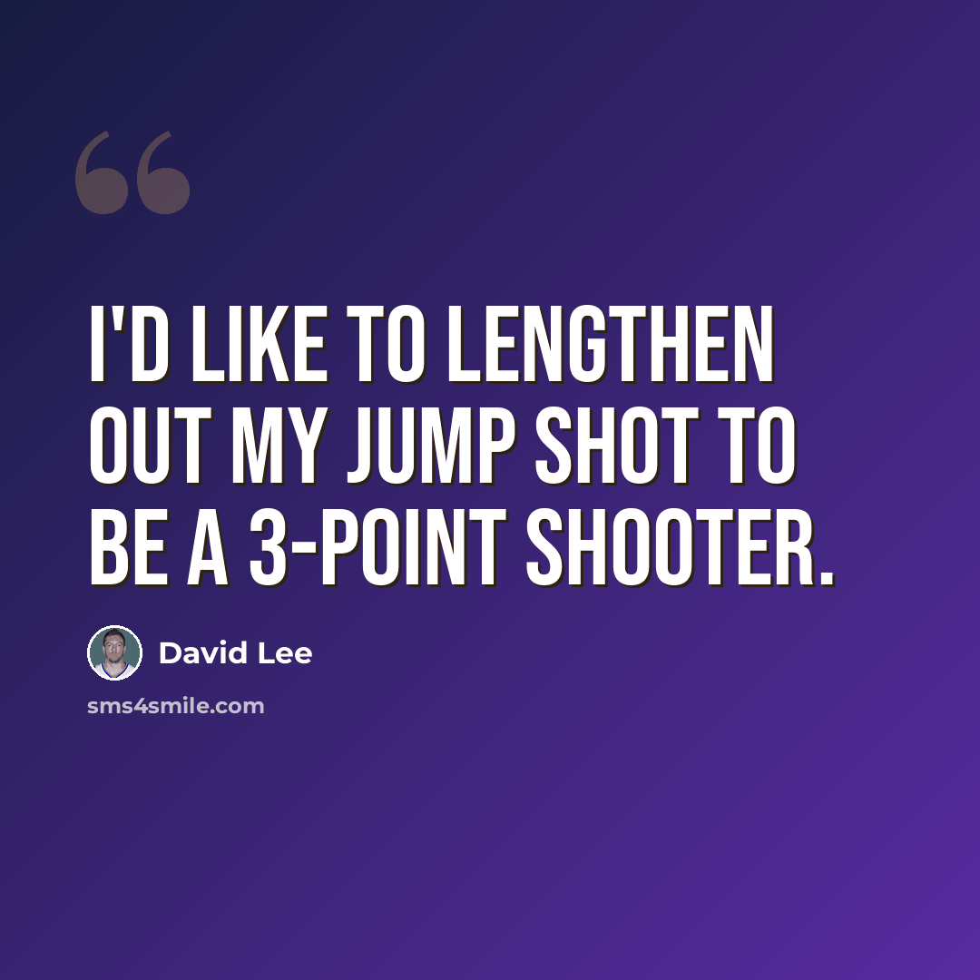“I'd like to lengthen out my jump shot to be a 3-point shooter.” quote by David Lee