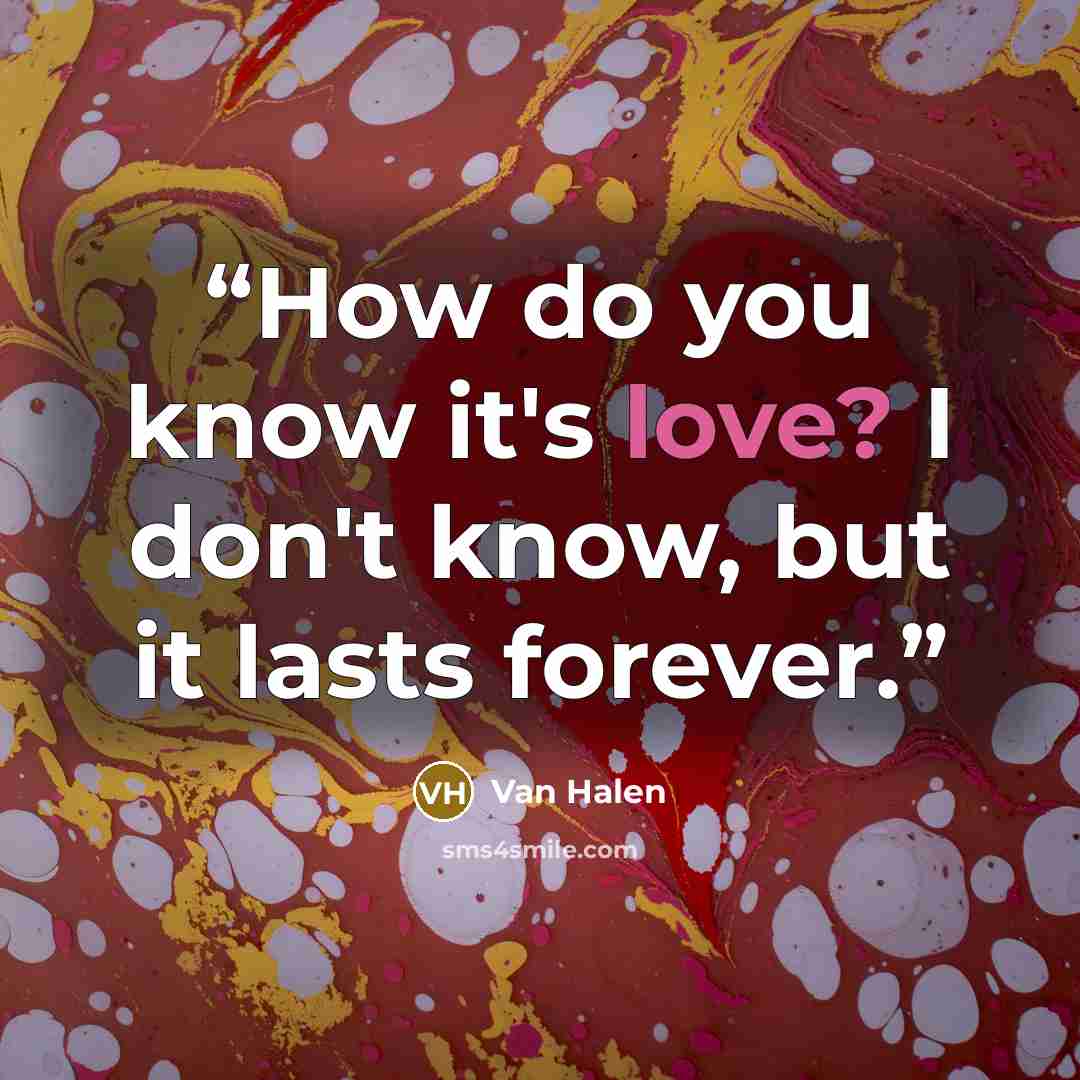 “How do you know it's love? I don't know, but it lasts forever.” quote by Van Halen