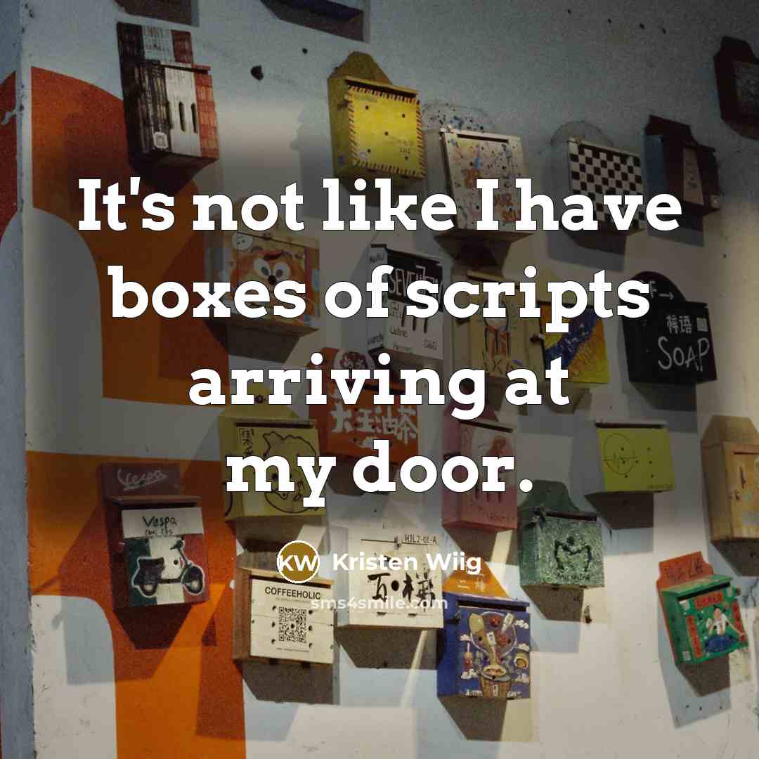 “It's not like I have boxes of scripts arriving at my door.” quote by Kristen Wiig