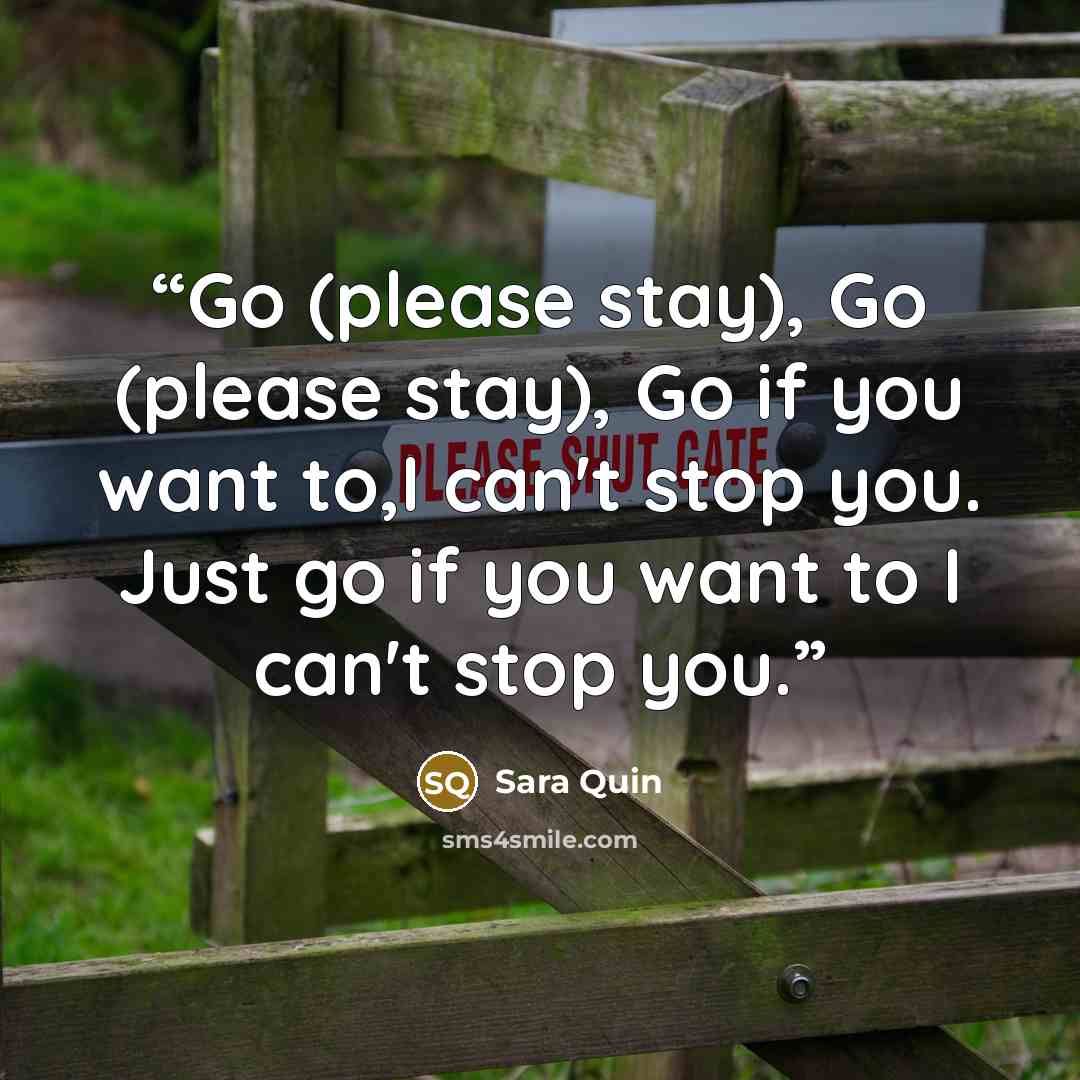 “Go (please stay), Go (please stay), Go if you want to,I can't stop you. Just go if you want to I can't stop you.” quote by Sara Quin