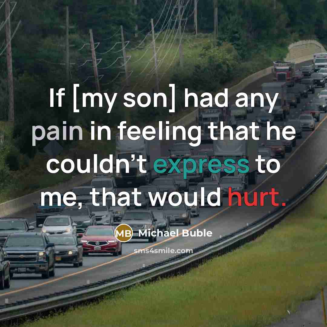 “If [my son] had any pain in feeling that he couldn't express to me, that would hurt.” quote by Michael Buble