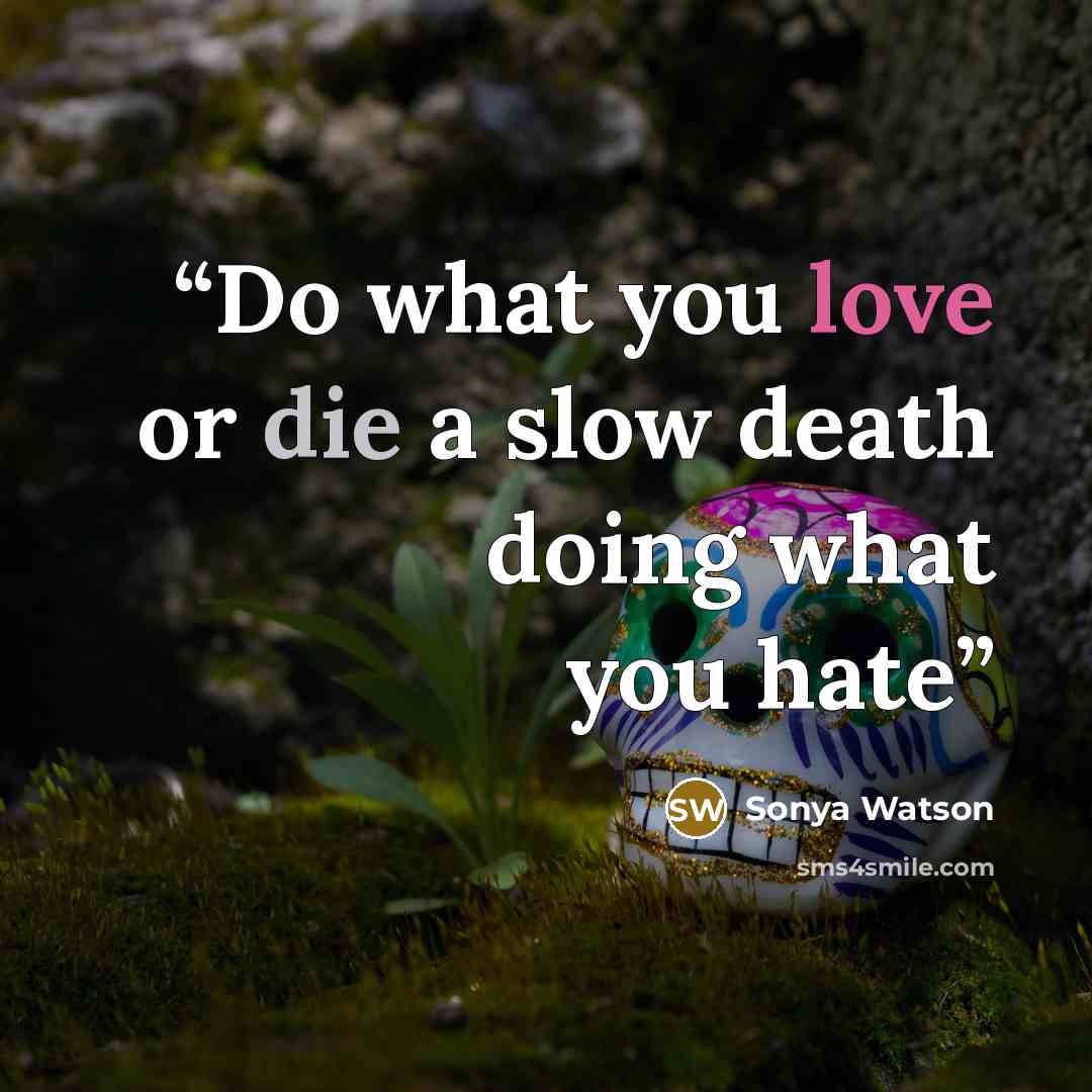 “Do what you love or die a slow death doing what you hate” quote by Sonya Watson