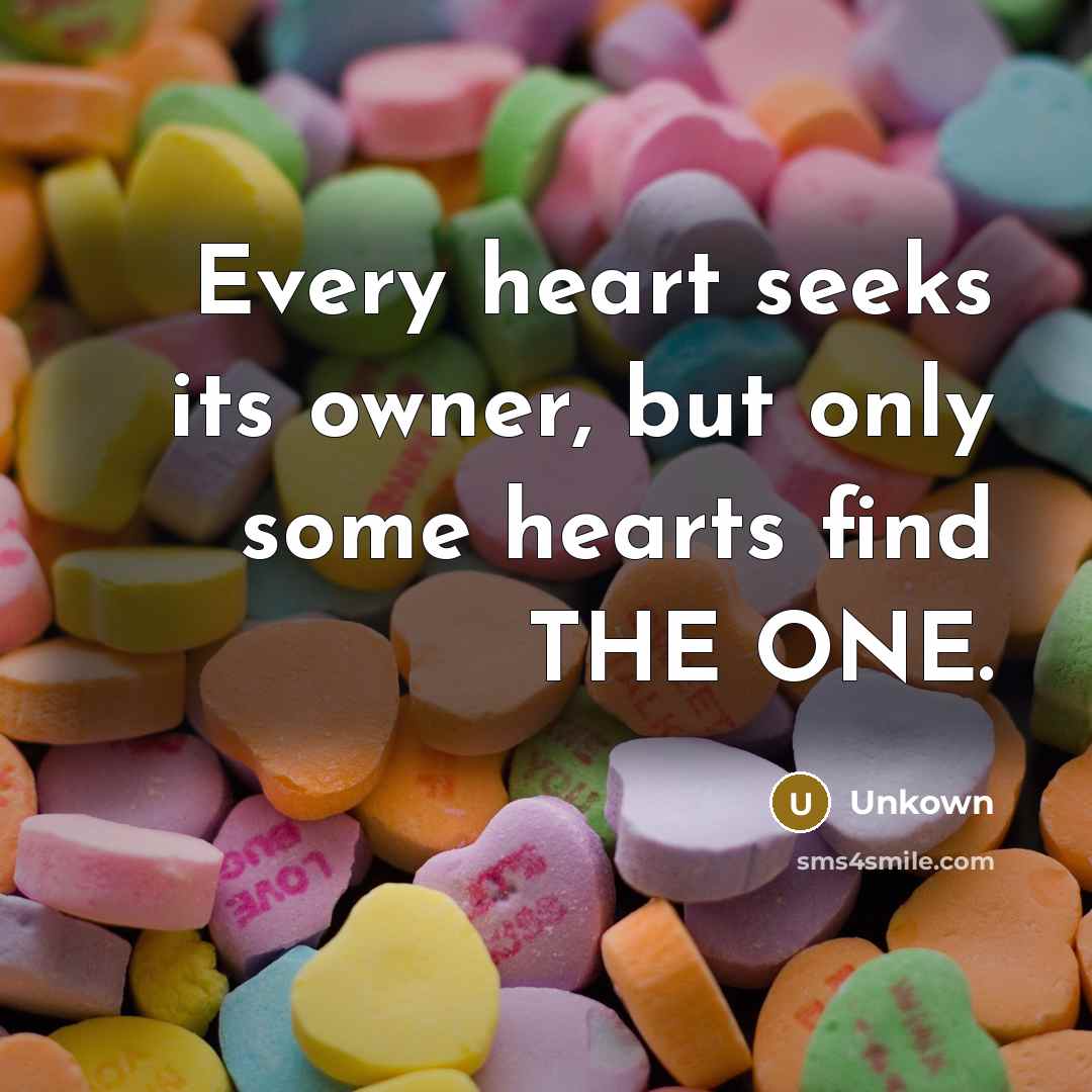 “Every heart seeks its owner, but only some hearts find THE ONE.” quote by Unkown