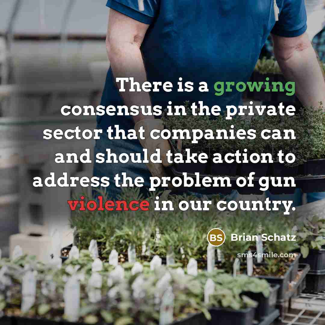 “There is a growing consensus in the private sector that companies can and should take action to address the problem of gun violence in our country.” quote by Brian Schatz