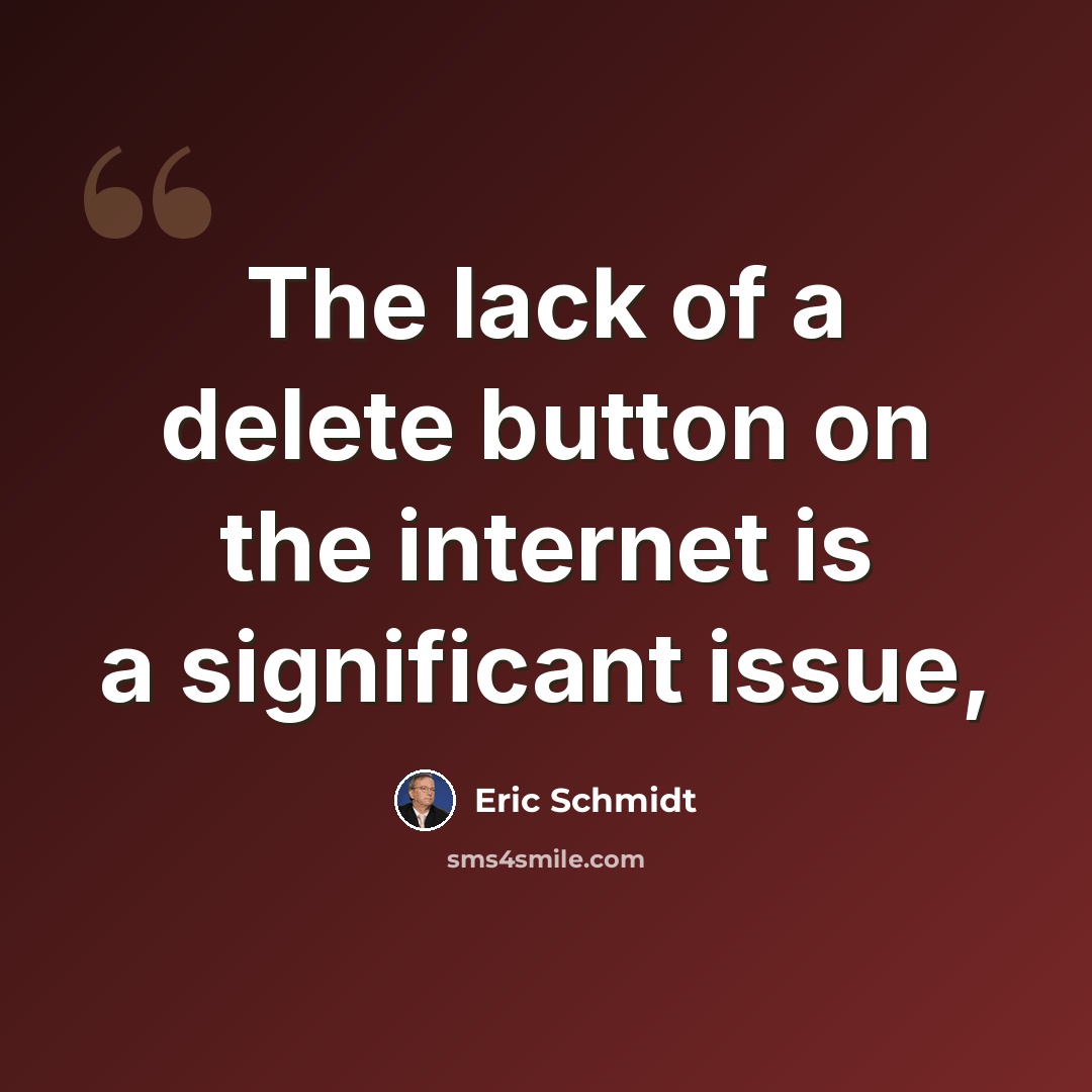 “The lack of a delete button on the internet is a significant issue,” quote by Eric Schmidt