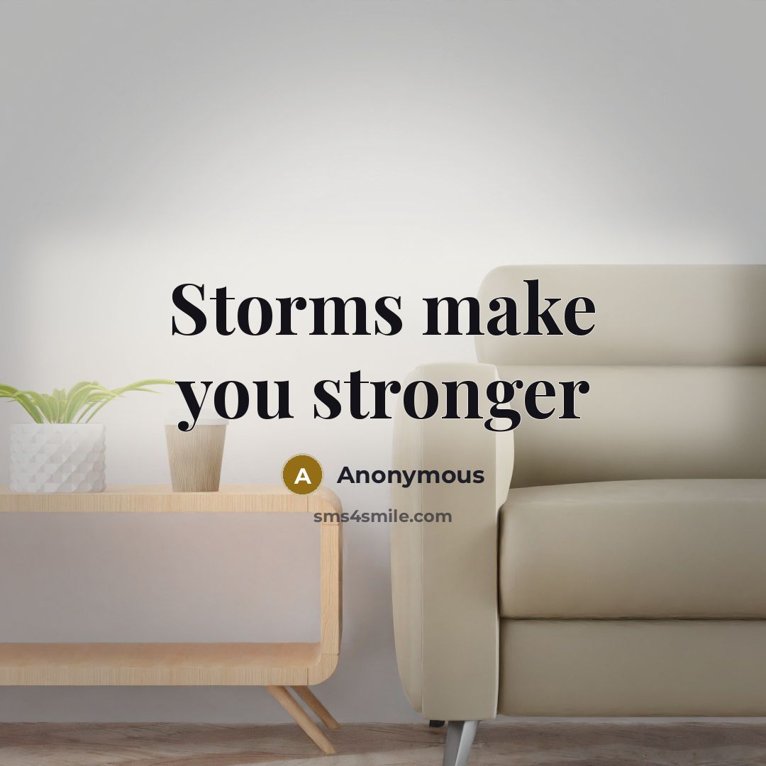 “Storms make you stronger” quote by Anonymous