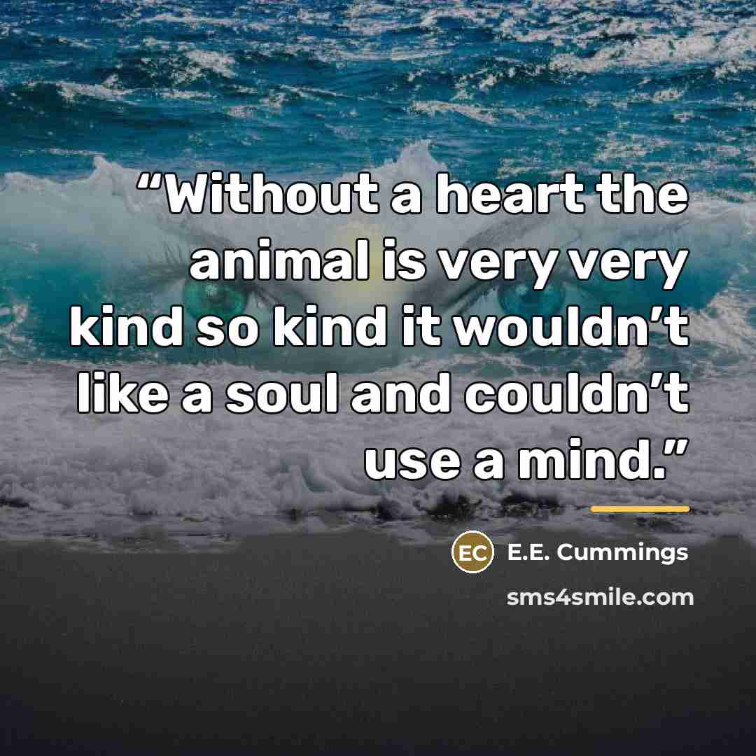 “Without a heart the animal is very very kind so kind it wouldn’t like a soul and couldn’t use a mind.” quote by E.E. Cummings