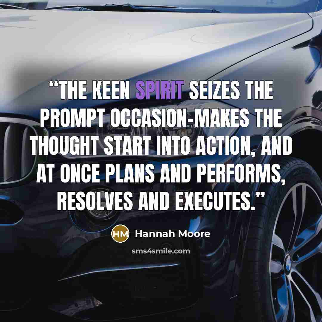 “The keen spirit seizes the prompt occasion-makes the thought start into action, and at once plans and performs, resolves and executes.” quote by Hannah Moore