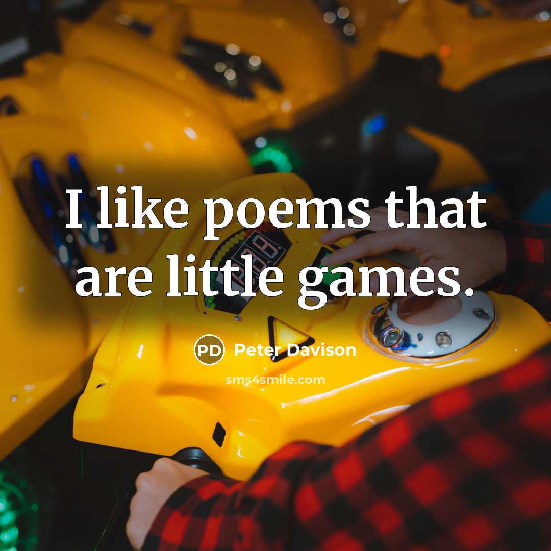 “I like poems that are little games.” quote by Peter Davison