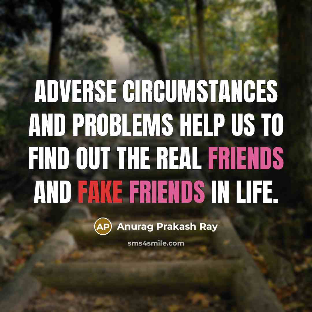 “Adverse circumstances and problems help us to find out the real friends and fake friends in life.” quote by Anurag Prakash Ray