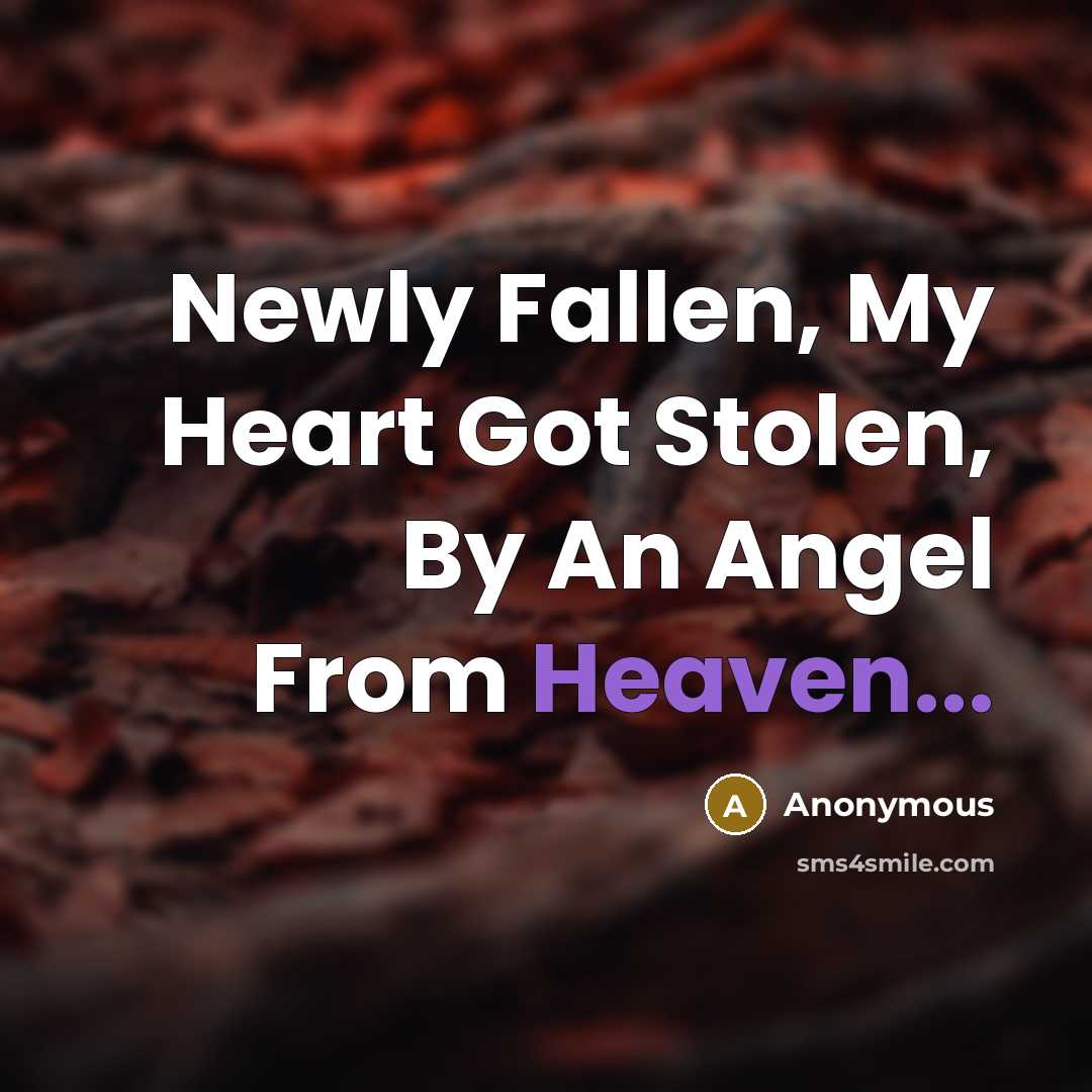 “Newly Fallen, My Heart Got Stolen, By An Angel From Heaven...” quote by Anonymous