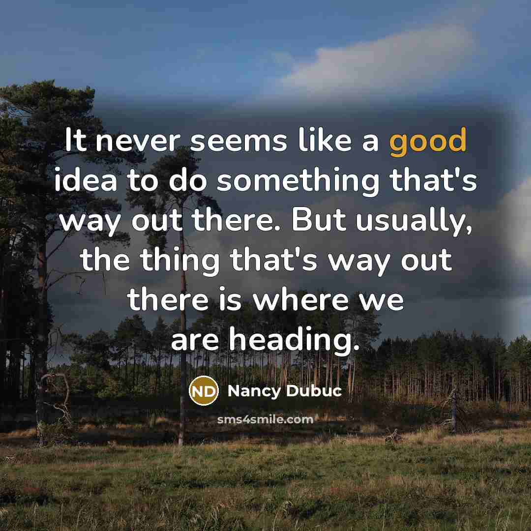 “It never seems like a good idea to do something that's way out there. But usually, the thing that's way out there is where we are heading.” quote by Nancy Dubuc