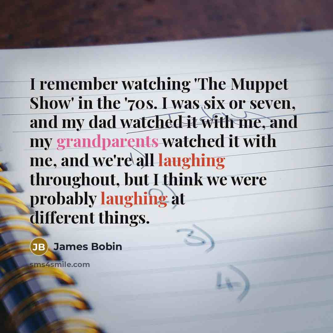 “I remember watching 'The Muppet Show' in the '70s. I was six or seven, and my dad watched it with me, and my grandparents watched it with me, and we're all laughing throughout, but I think we were probably laughing at different things.” quote by James Bobin