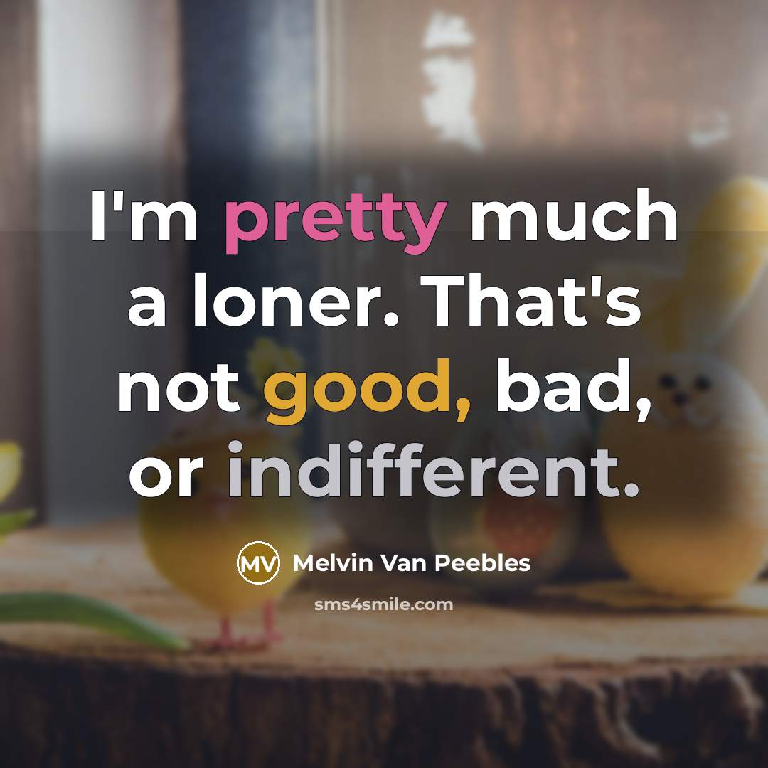 “I'm pretty much a loner. That's not good, bad, or indifferent.” quote by Melvin Van Peebles