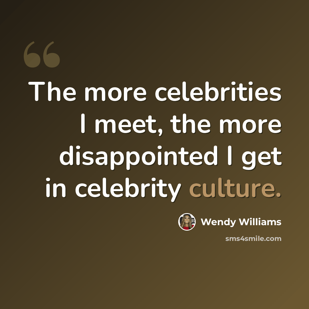 “The more celebrities I meet, the more disappointed I get in celebrity culture.” quote by Wendy Williams