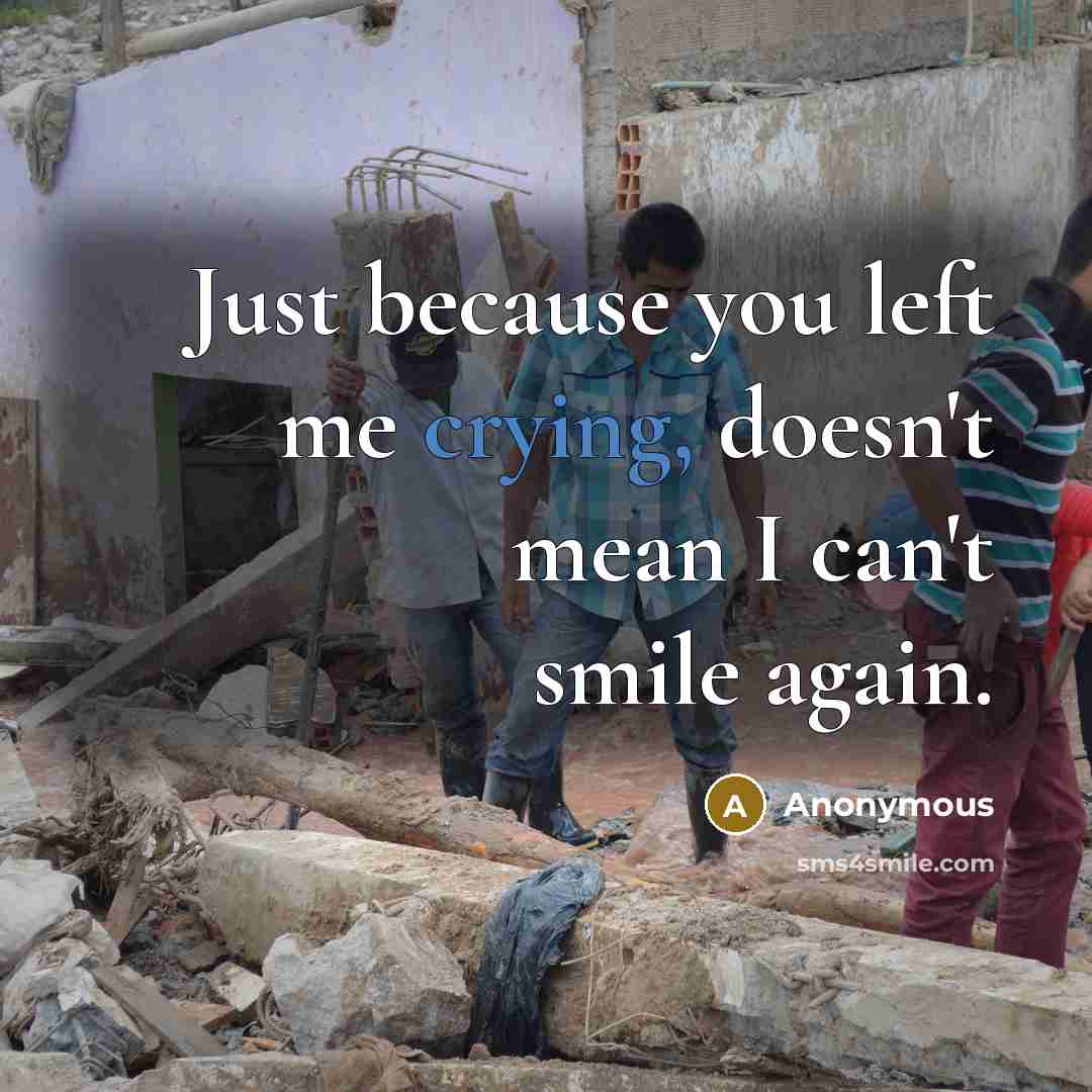 “Just because you left me crying, doesn't mean I can't smile again.” quote by Anonymous