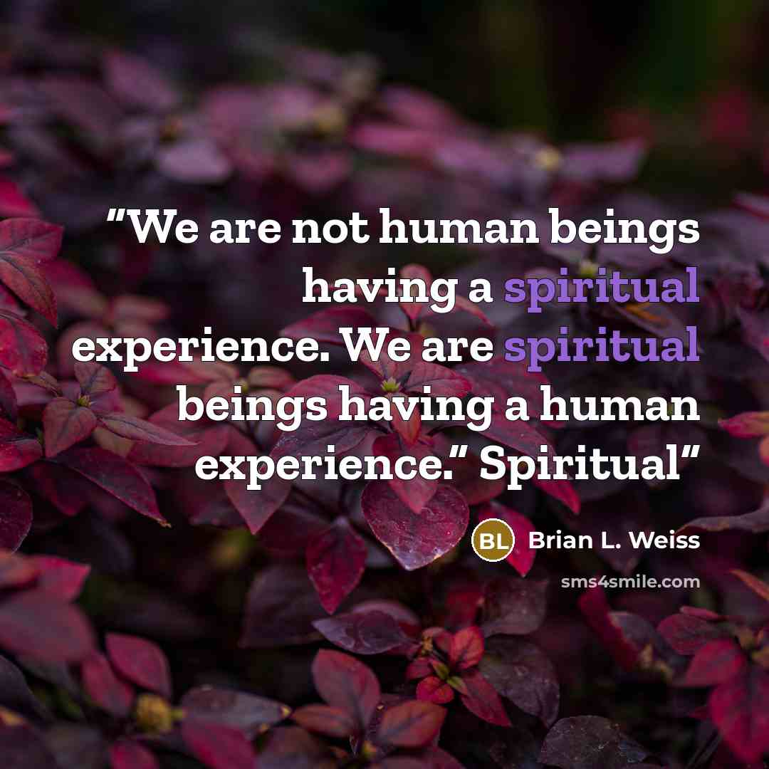 “We are not human beings having a spiritual experience. We are spiritual beings having a human experience.” Spiritual” quote by Brian L. Weiss