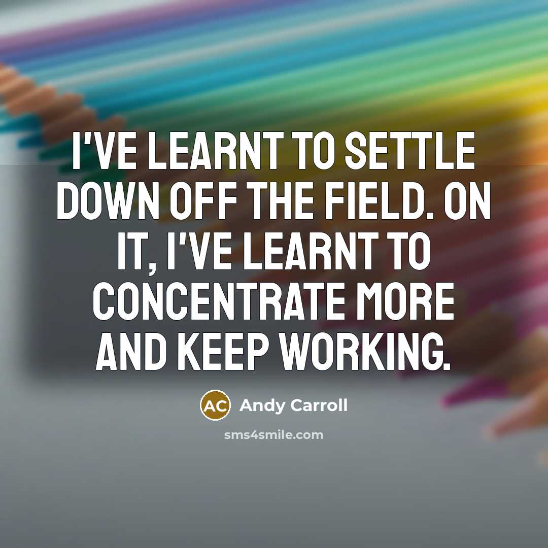 “I've learnt to settle down off the field. On it, I've learnt to concentrate more and keep working.” quote by Andy Carroll