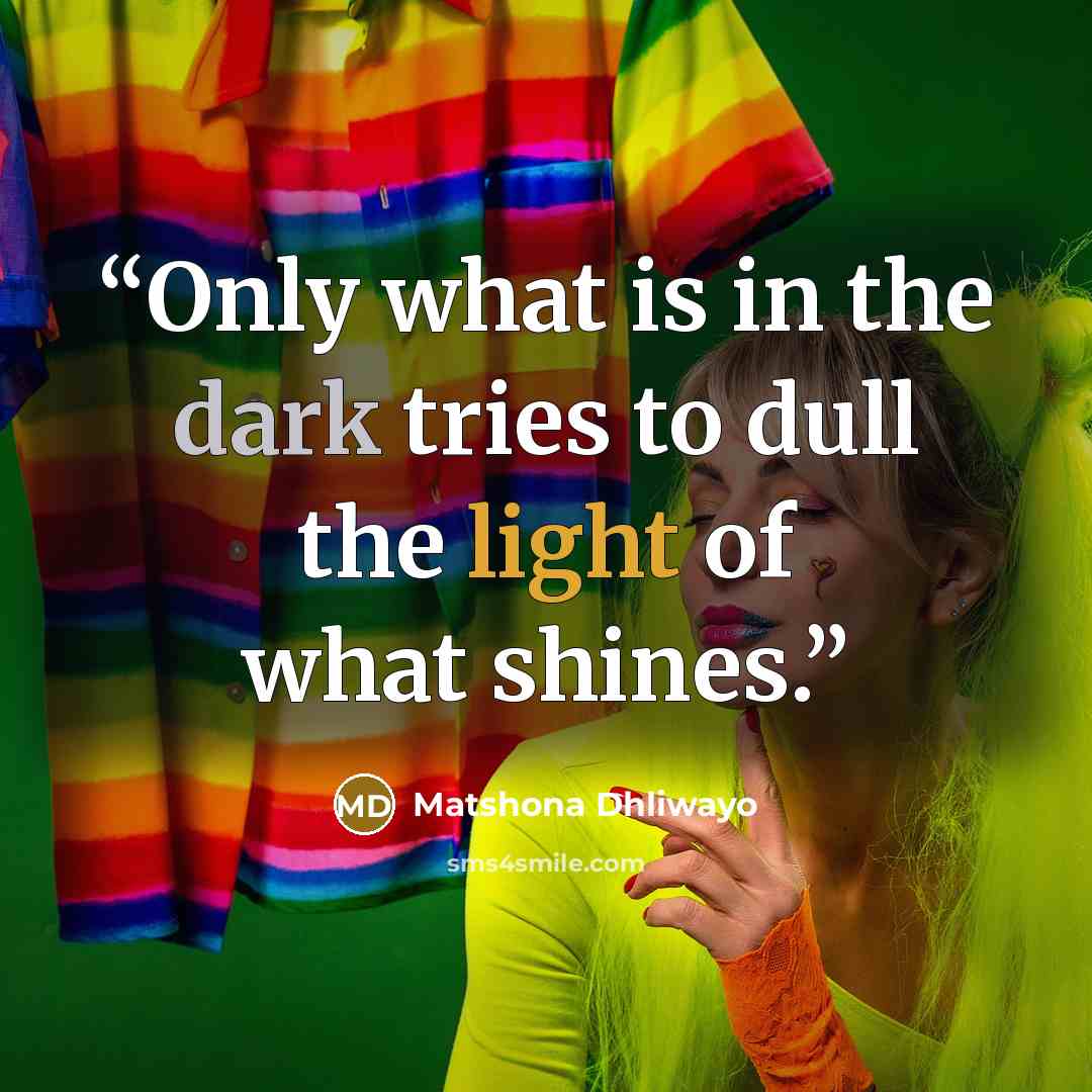 “Only what is in the dark tries to dull the light of what shines.” quote by Matshona Dhliwayo