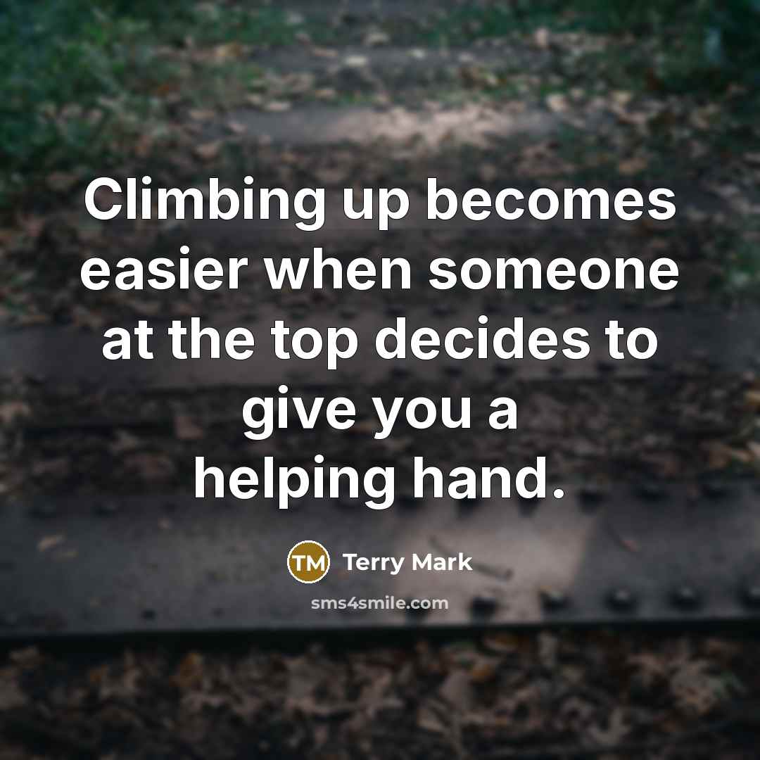 “Climbing up becomes easier when someone at the top decides to give you a helping hand.” quote by Terry Mark