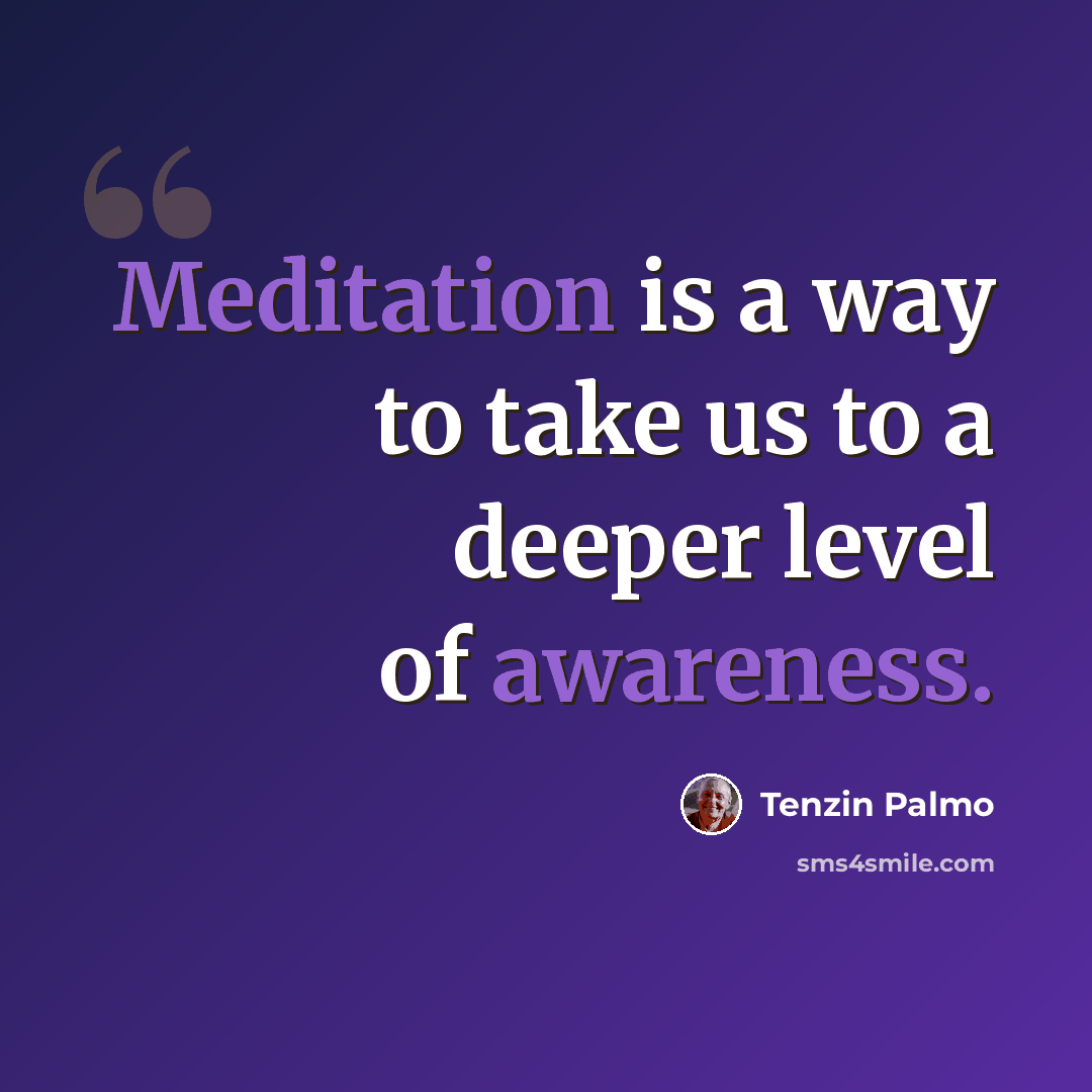 “Meditation is a way to take us to a deeper level of awareness.” quote by Tenzin Palmo