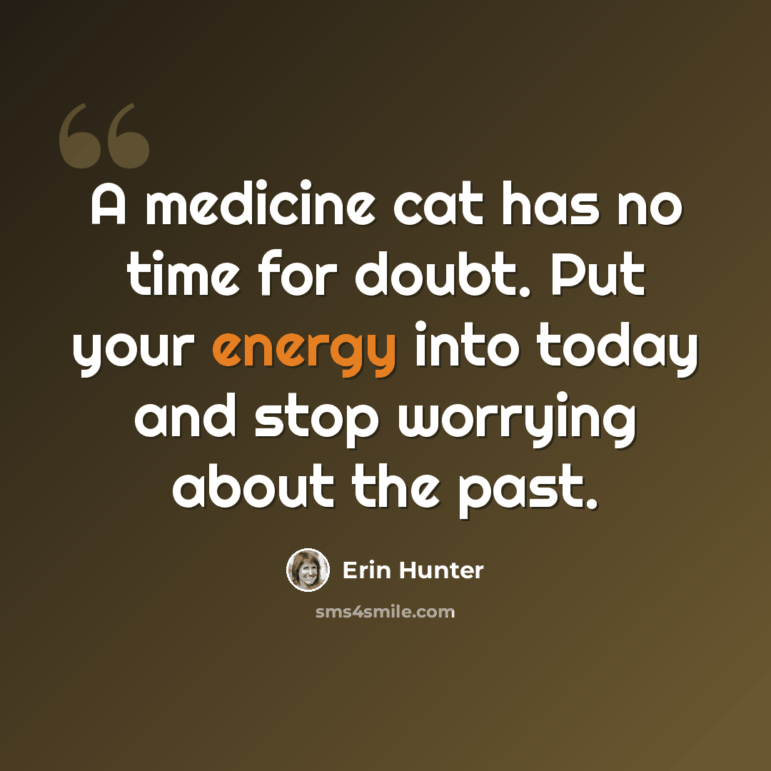 “A medicine cat has no time for doubt. Put your energy into today and stop worrying about the past.” quote by Erin Hunter
