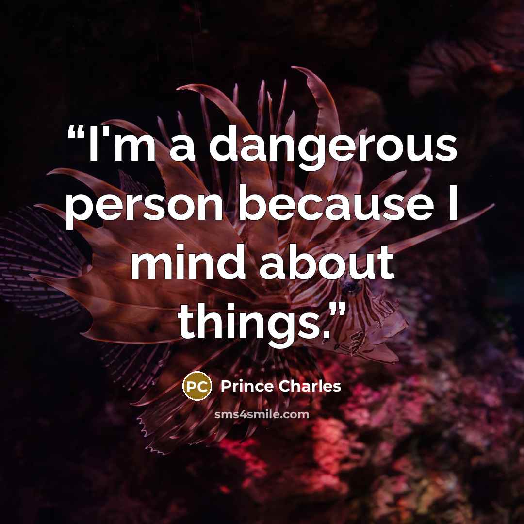 “I'm a dangerous person because I mind about things.” quote by Prince Charles