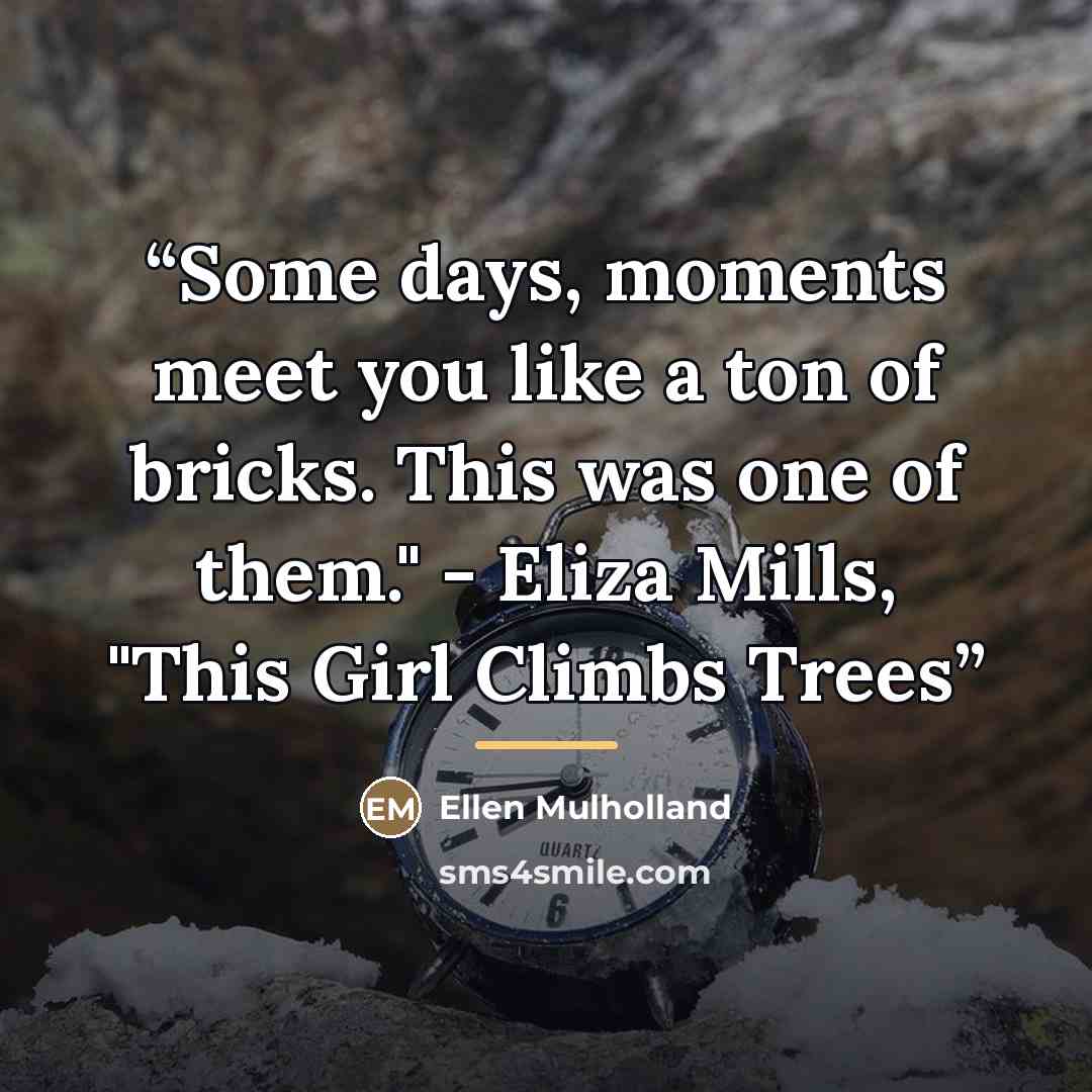 “Some days, moments meet you like a ton of bricks. This was one of them." - Eliza Mills, "This Girl Climbs Trees” quote by Ellen Mulholland