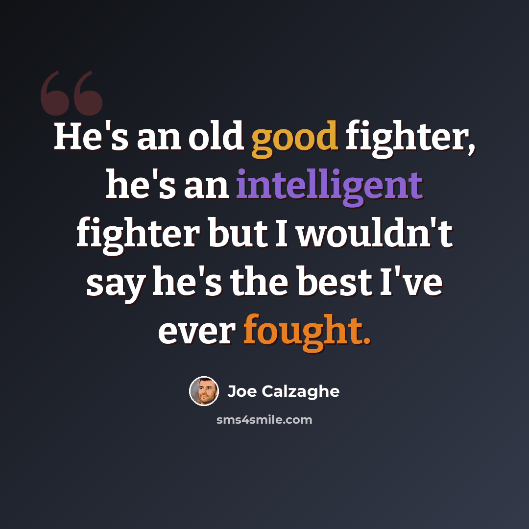 “He's an old good fighter, he's an intelligent fighter but I wouldn't say he's the best I've ever fought.” quote by Joe Calzaghe