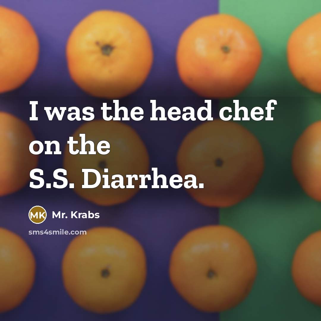 “I was the head chef on the S.S. Diarrhea.” quote by Mr. Krabs
