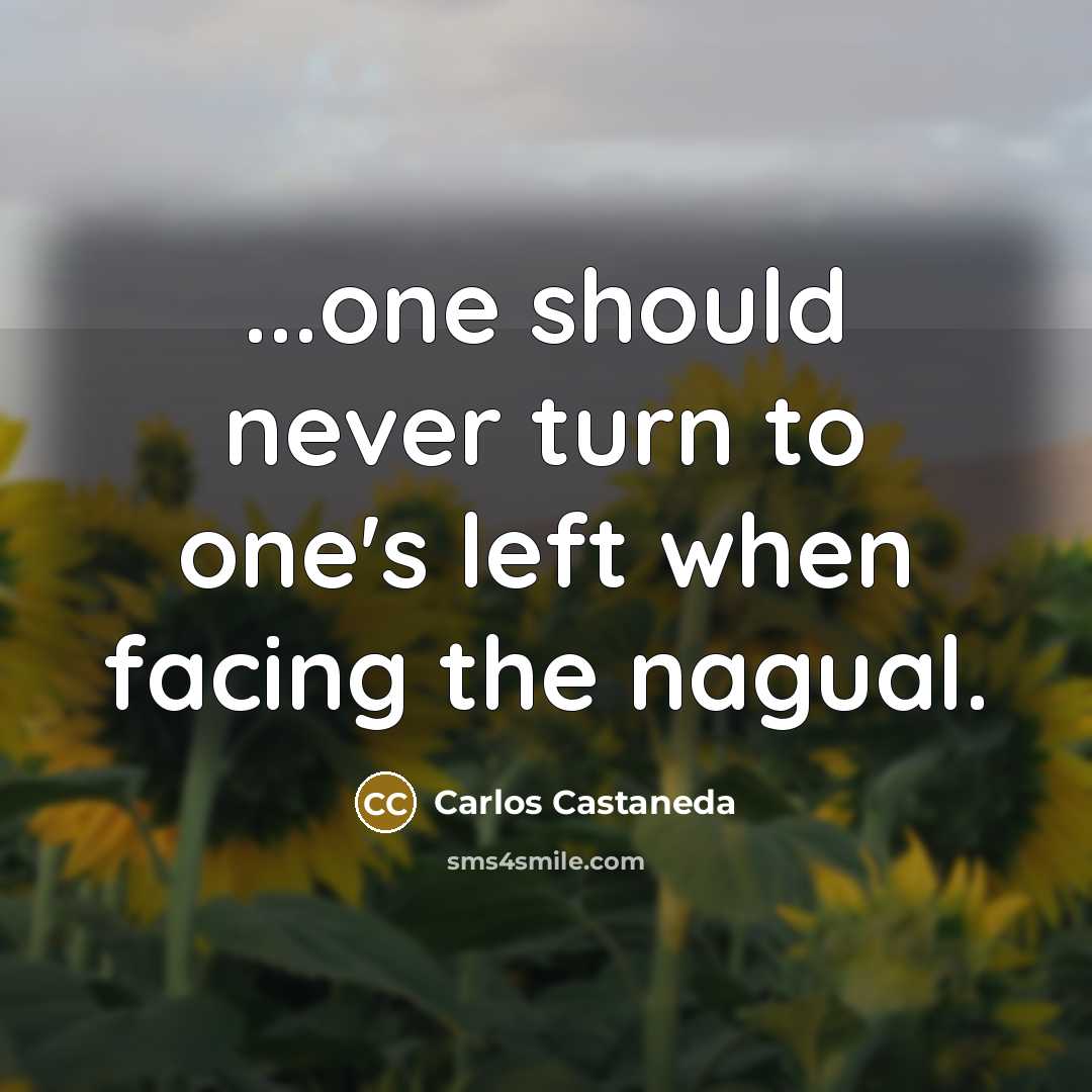“...one should never turn to one's left when facing the nagual.” quote by Carlos Castaneda