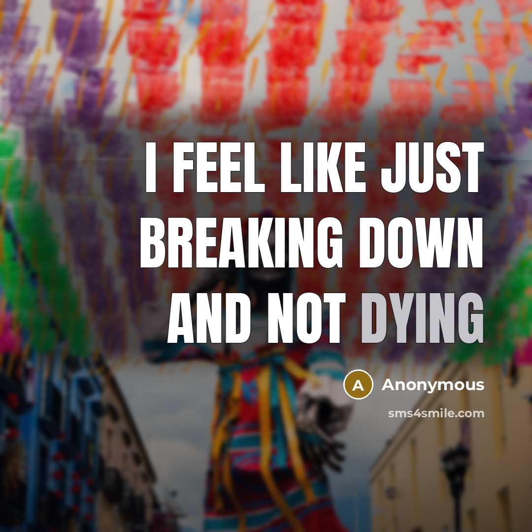 “I feel like just breaking down and not dying” quote by Anonymous