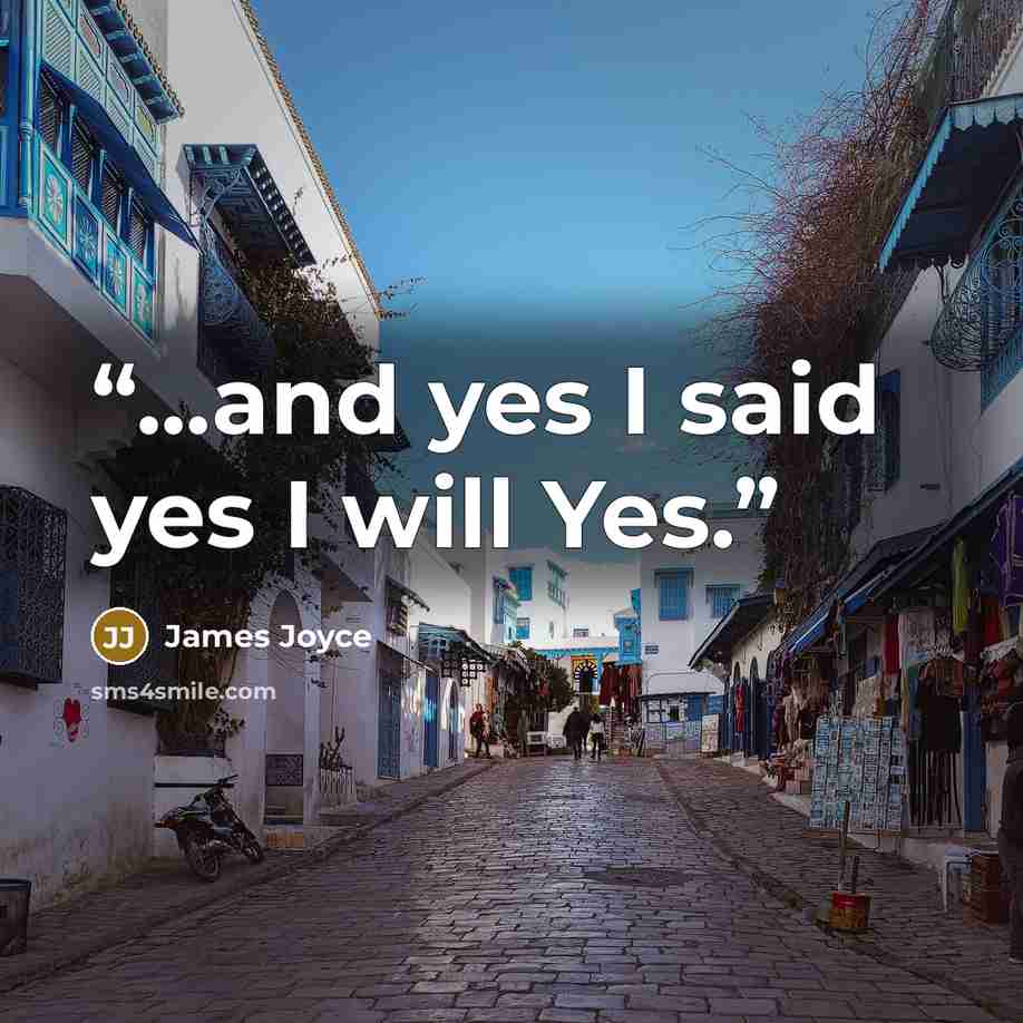 “...and yes I said yes I will Yes.” quote by James Joyce