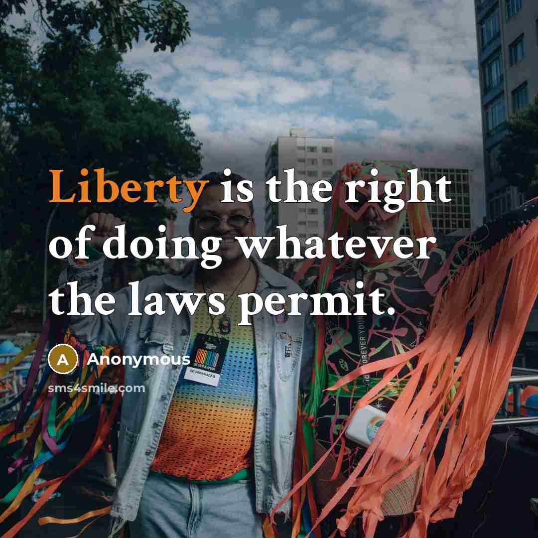 “Liberty is the right of doing whatever the laws permit.” quote by Anonymous