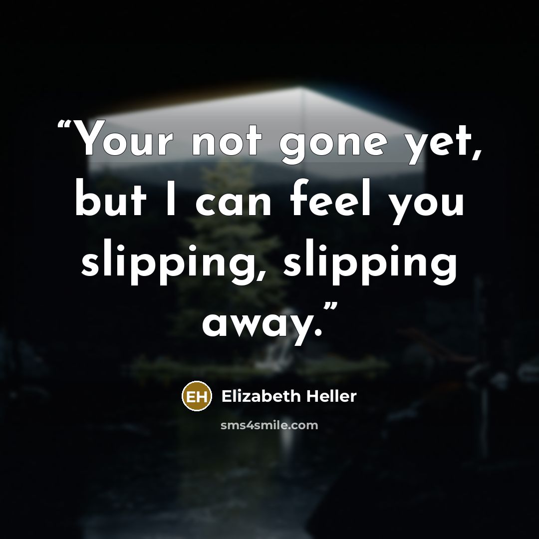 “Your not gone yet, but I can feel you slipping, slipping away.” quote by Elizabeth Heller
