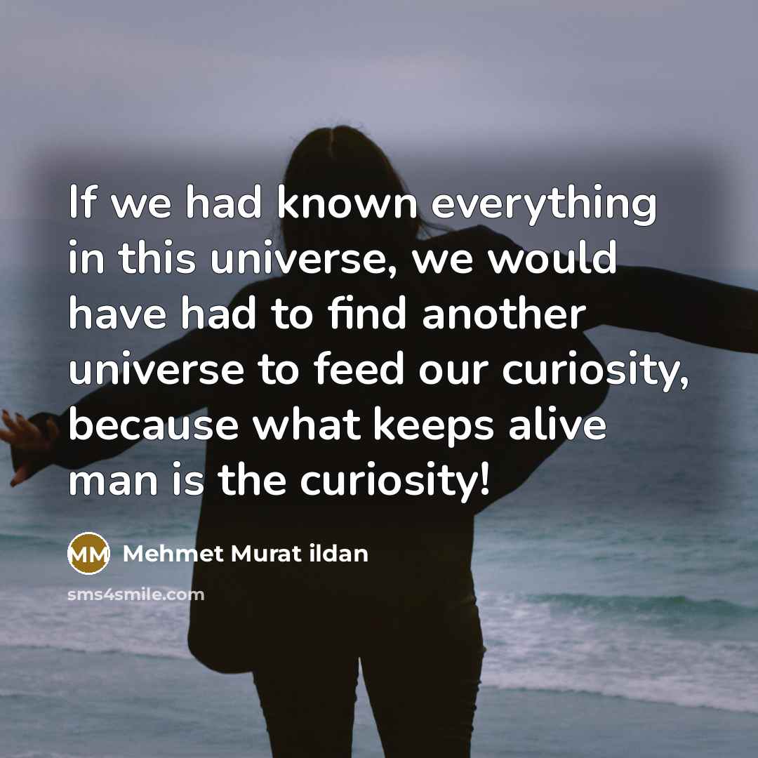 “If we had known everything in this universe, we would have had to find another universe to feed our curiosity, because what keeps alive man is the curiosity!” quote by Mehmet Murat Ildan