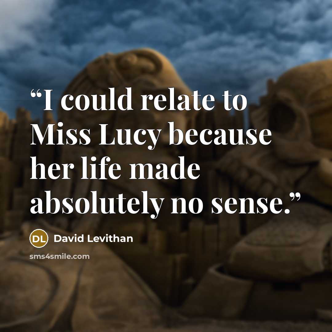 “I could relate to Miss Lucy because her life made absolutely no sense.” quote by David Levithan