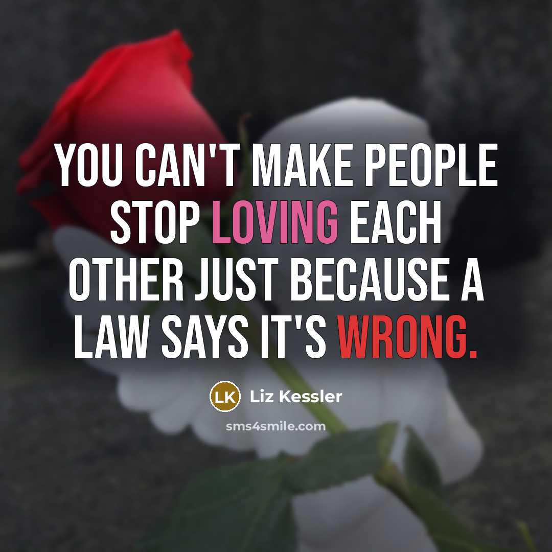 “You can't make people stop loving each other just because a law says it's wrong.” quote by Liz Kessler
