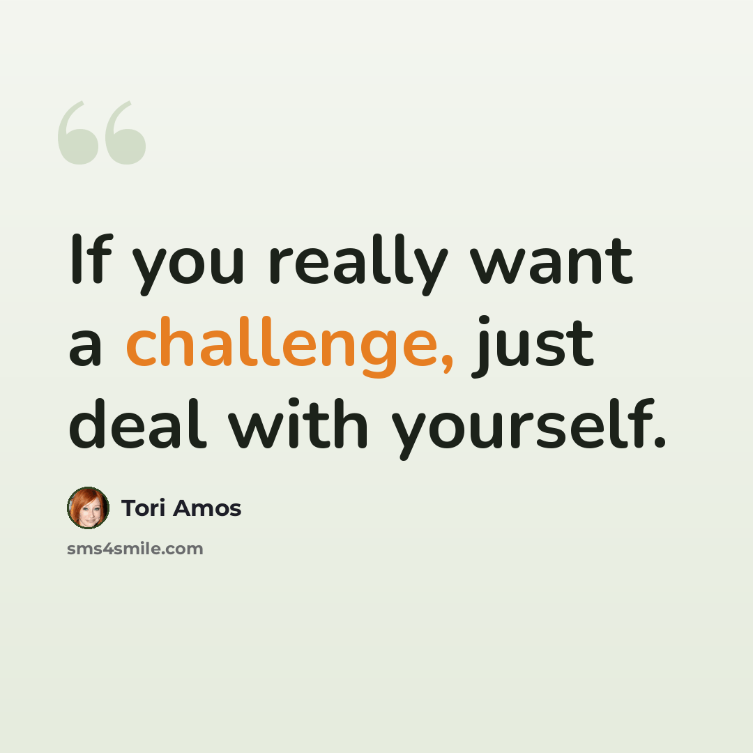 “If you really want a challenge, just deal with yourself.” quote by Tori Amos