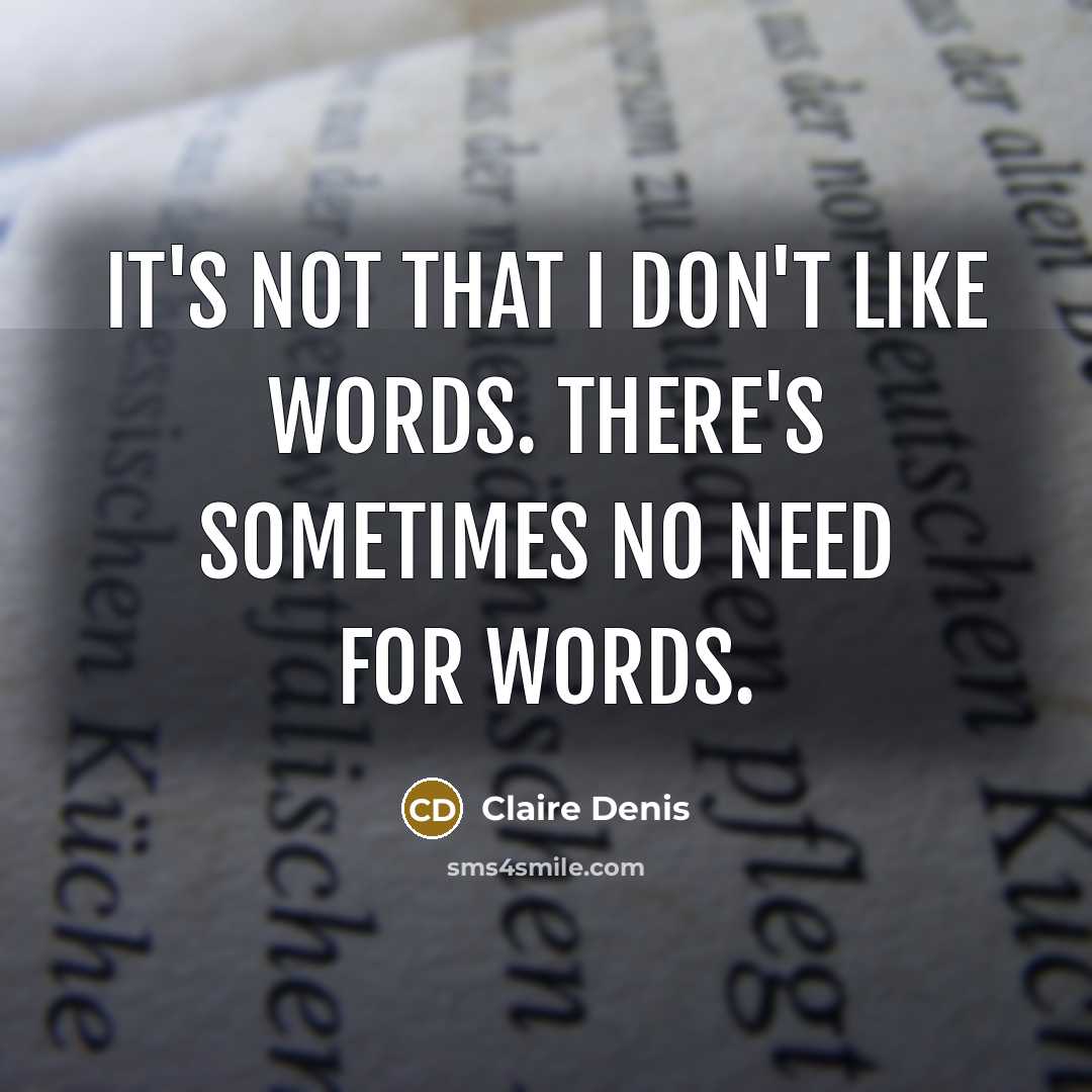 “It's not that I don't like words. There's sometimes no need for words.” quote by Claire Denis